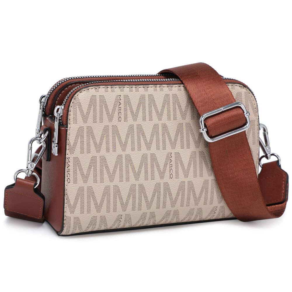 6718 Crossbody Bags Triple Zip Vegan Leather Camera Purses Small Shoulder